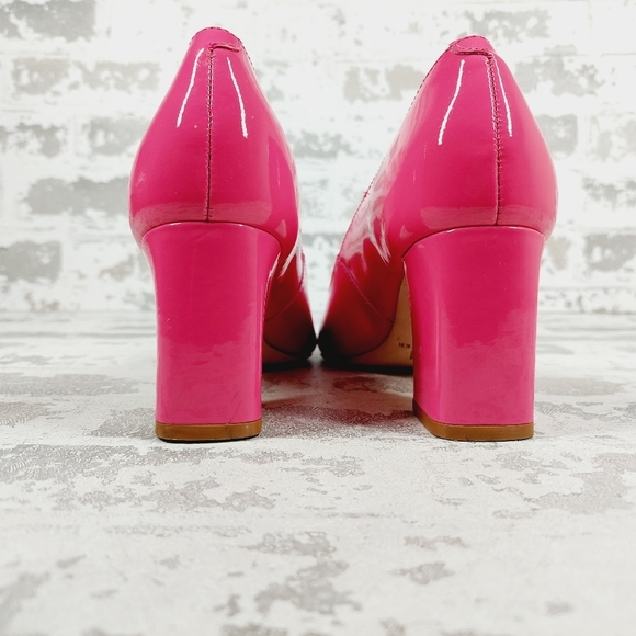 NEW Marc Fisher Zala Pink Patent Leather Block Heel Pointed Toe Heels W619 - Picture 6 of 14
